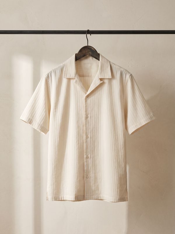 The Tonal Stripe Shirt — Ecru on bone