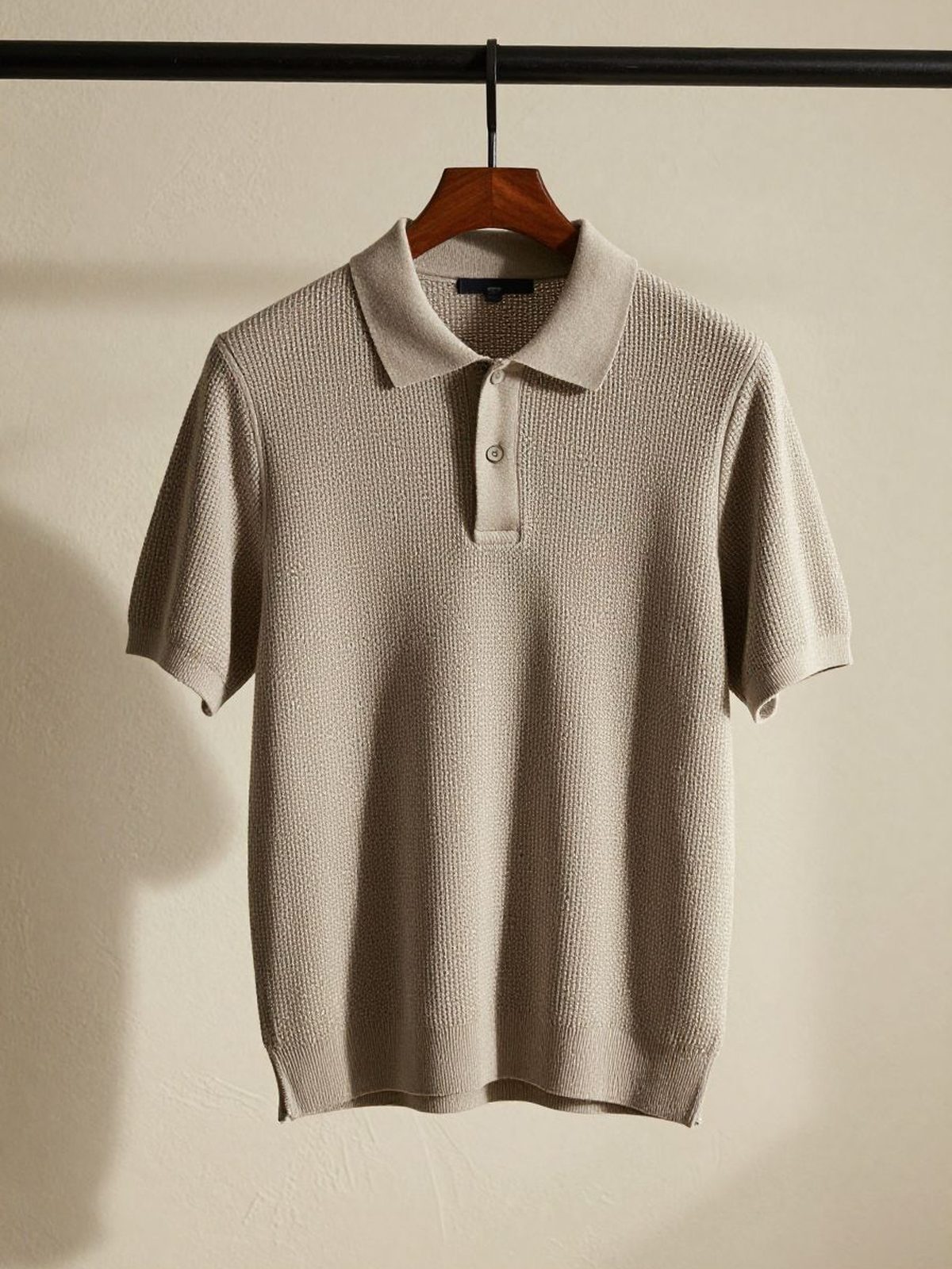 The Waffle Knit Polo — Oatmeal