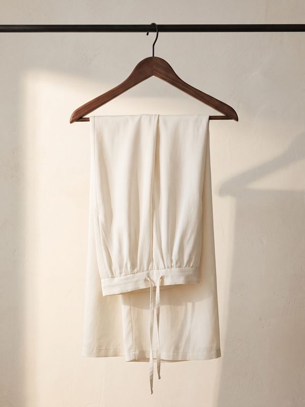 The Wide Drawstring Trouser — Ecru